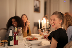 Women having dinner during thanksgiving